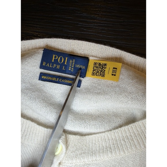 Polo Ralph Lauren Women's  Cropped Cashmere Crewneck Cardigan Sweater Medium - Picture 10 of 12